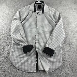 Society of Threads Shirt Mens Medium 33-34 Plaid Performance Long Sleeve Stretch